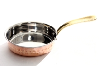 Hammered Copper Fry Pan with Brass Handle.