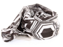 Black & white Print Cotton Scarf with hexagon like print on it. Lightweight & soft scarf can be used all year round and can be tied in any way. Imported. Hand wash.