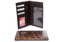 Crocodile embossed genuine leather check book wallet with Cross Concho & Zipper Pocket
