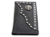 Crocodile embossed genuine leather Cross Concho check book wallet