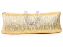 Patterned Metal Frame Evening Bag with Rhinestones clasp over it.