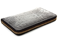 Crocodile embossed genuine leather ladies zipper wallet.