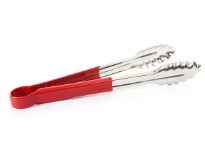 Stainless steel 12 inches utility tong with PVC handle(Red). <br> Color-coded handle prevents cross-contamination.<br> Thickness: 0.9 mm <br> Weight: 160 gms