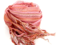 Lightweight sheer polyester scarf with shining woven multi colored stripes and long knotted fringes on its edges. Contrasting borders of the scarf give an edge to this scarf which can be used all year around. Imported.