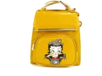 Betty Boop BackPack with double handle. Made with PU (polyurethane) and zipper closure.