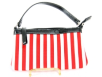 Printed Fabric cosmetic Bag. Top zipper closing.