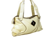 Designer Inspired PU Handbag with broad double shoulder straps & artistic trim design in the front. Top zipper closure.