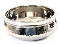 Stainless Steel 1400 ml Double Wall Hammered Moroccan Dish Bowl. Made in India.