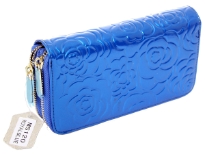 Genuine Leather (Exterior) flower embossed 2 zipper ladies wallet