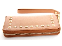 Studded all round zipper ladies leather wallet