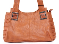 Faux Leather Fashion Handbag. Top zipper closing. Back outside zipper pocket.