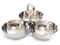 Hammered Stainless Steel 3 Parts Condiment Holder/Server