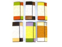 Multi color wallet with logo pattern has a snap closure. Made of PU (polyurethane).