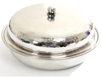 Hammered Stainless Steel Round Dish