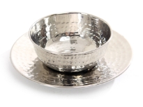 Hammered Stainless Steel Soup Bowl with Plate