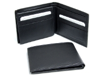 Carry your money in style. This is a faux leather bi-fold mens wallet. Features 1 ID Window and 9 credit card slots. As this is faux leather, please be aware that there will be some small creases and nicks in the leather but the wallet are all brand new.
