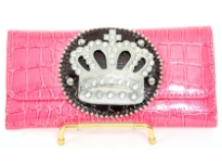 Crocodile Embossed Crown check book wallet