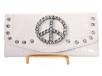 Crocodile Embossed PVC Peace sign check book wallet