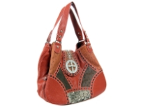 Patch work Cross double handle Bag. Center divider.Back zipper pocket.